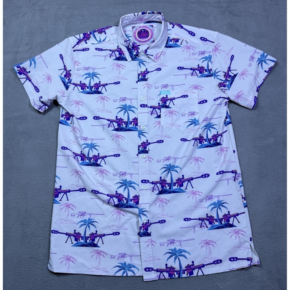 Retro Rifle Shirt Mens L The Palm V3 White Sniper Performance Stretch USA